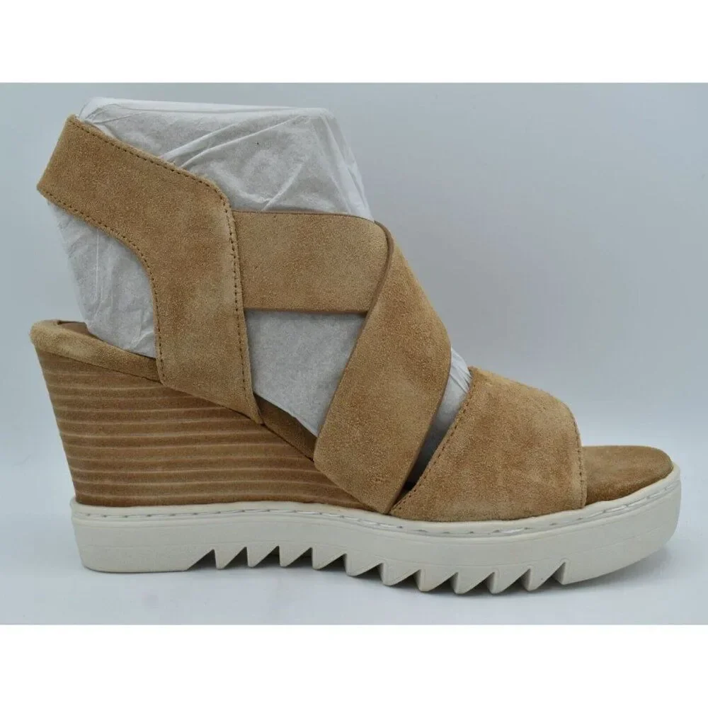 Sofft Womens Size 11 Uxley Desert‎ Suede Platform Wedge Open Toe Sandals Shoes